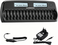 UXADRENOVIX AA AAA Battery Charger 16 Slot Universal LED Battery Charger Intelligent Battery Charger Smart Battery Charger for AA/AAA NI-MH NI-CD Rechargeable Batteries, Black